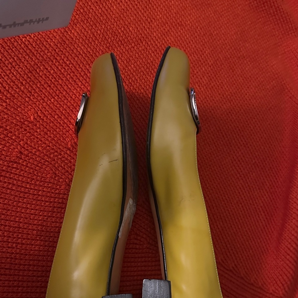 Salvatore Ferragamo Yellow Flats with Gold Buckle - Picture 8 of 12